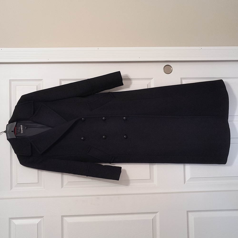 Express Double Breasted Recycled Wool Long Coat